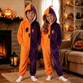 thumbnail image 2 of Weebloom Halloween Kids Pumpkin Hooded Onesie Pajamas Flannel Funny Romper For Cozy Jumpsuit For Holiday Dress Up Role Play Outfits Pjs Loungewear For Boys Girls Orange 4-5 Years, 2 of 6