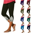 thumbnail image 2 of QATAINLAV Leggings Capri for Women, Summer Lace Patchwork Womens Workout Yoga Leggings 2024 Tummy Control High Waisted Cropped Leggings Licras Para Mujer Green S, 2 of 7