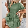 thumbnail image 5 of Yuwull Dresses for Women 2023 Casual Mini Dress Women Plus Size Short Sleeve Dress Hawaiian Beach Solid Color Sundress Summer Lounge Wear On Clearance, 5 of 8