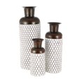 thumbnail image 6 of DecMode 52", 39", 27"H Tall Teardrop Shaped White Metal Vase with Brown Trumpet Tops, Set of 3, 6 of 9