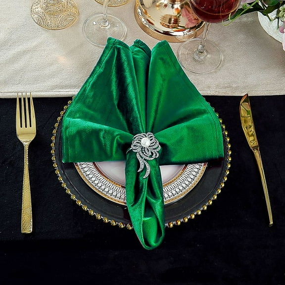 Wedding Linens Inc. (10 pcs) Wholesale 20" x 20" Italian Velvet Napkins - Emerald Green