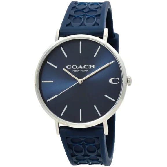 Coach Charles 14602634 Blue Logo Dial Silicone Strap 41MM Mens Watch