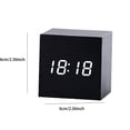 thumbnail image 2 of VAIFTILNO Minimal Wooden Block Digital Desk Clock, 2.4in Cube with Voice Control, Alarm, Time, Date, Temperature Display for Bedroom Office (Black), 2 of 8