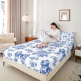 thumbnail image 4 of Homewish Floral Bowtie 4pcs Bed Sheets for Teens Boys Girls,Chic Flowers Blossoms King Sheets,Exotic Style Super Cozy Sheet Set,Lightweight Room Decor, 4 of 7