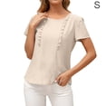 thumbnail image 1 of Camiseta de mujer Verano Cuello redondo Manga corta Casual Top suelto, Albaricoque, S Vogacara AP001321-13, 1 of 7