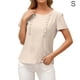 thumbnail image 1 of Camiseta de mujer Verano Cuello redondo Manga corta Casual Top suelto, Albaricoque, S Jumpingount AP001321-13, 1 of 7