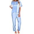 thumbnail image 5 of Ekouaer Womens Silk Satin Pajamas Set Two Piece Pj Sets Sleepwear Loungewear Short Sleeve Pj Sets, 5 of 5