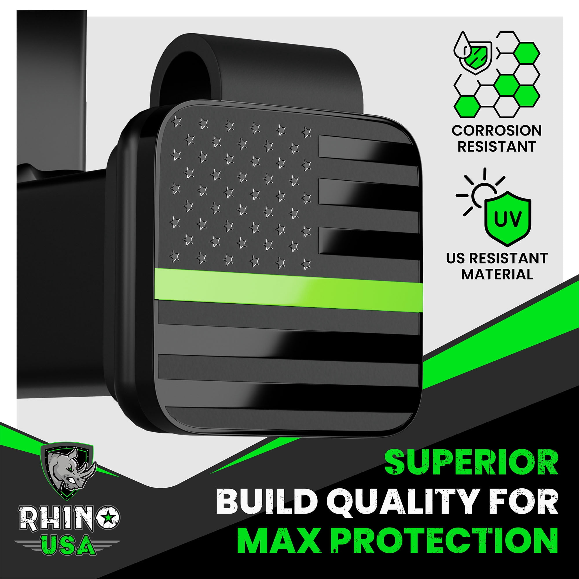 Rhino USA American Flag Trailer Hitch Cover for 2 Inch Receivers - Protects Tow Hitch Covers From Dust, Water, Mud and Snow - Ultimate Hitch Covers for Trucks, Jeep, Tacoma, Ford, GMC & more!