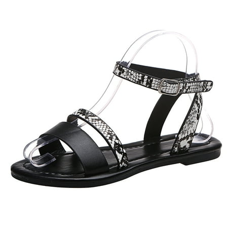 

QISIWOLE Sandals Women European And American Lace UP Plus Size Sandals Flat Soft Leather Sandals Deals