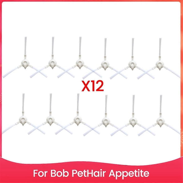 12Pcs Replacement Side Brushes for BObsweep for Bob PetHair Appetite Robot Vacuum, Edge-Sweeping Bru
