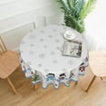 thumbnail image 2 of Round Winter Tablecloth 60 Inch Blue Snowman Snowflakes Christmas Tree Print Farmhouse Print Decorative Washable Polyester Table Cloth for Party Picnic Home Kitchen Decor Seasonal, 2 of 6