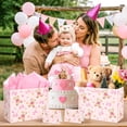 thumbnail image 4 of Pink Bear Baby Shower Birthday Gift Bag Large Bear Gift Bag with Handles Tissue Paper Greeting Card Pink Bow Treat Candy Bag for Girls Newborn Gender Reveal Women Birthday Party Supplies Decorations, 4 of 4