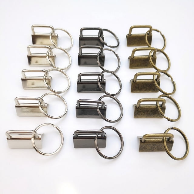 15 piezas de hardware para llavero, clip de cola de correa de bricolaje de metal con anillo, abrazadera para llavero, pulsera, sujetador, cordón para bolsa, artesanía hecha a mano, plata, negro, bronc