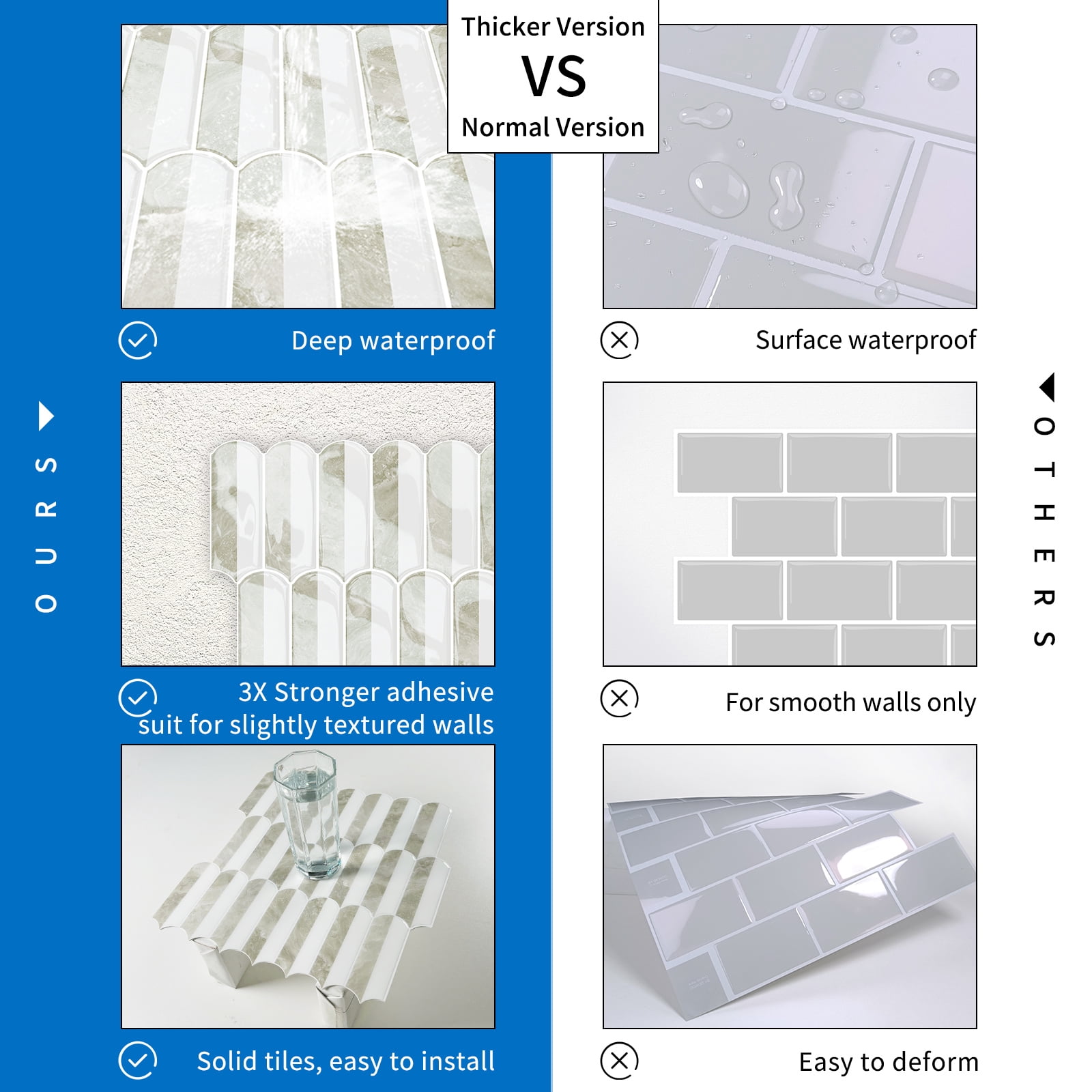 DEWOO 10-Sheet Upgraded Thicker Peel and Stick Kitchen Backsplash Tiles,Waterproof Self-Adhesive Vinyl Wall Tile Fish Scale Mosaic Design,for Bathroom,Fireplace and RV(Beige,12"×12")