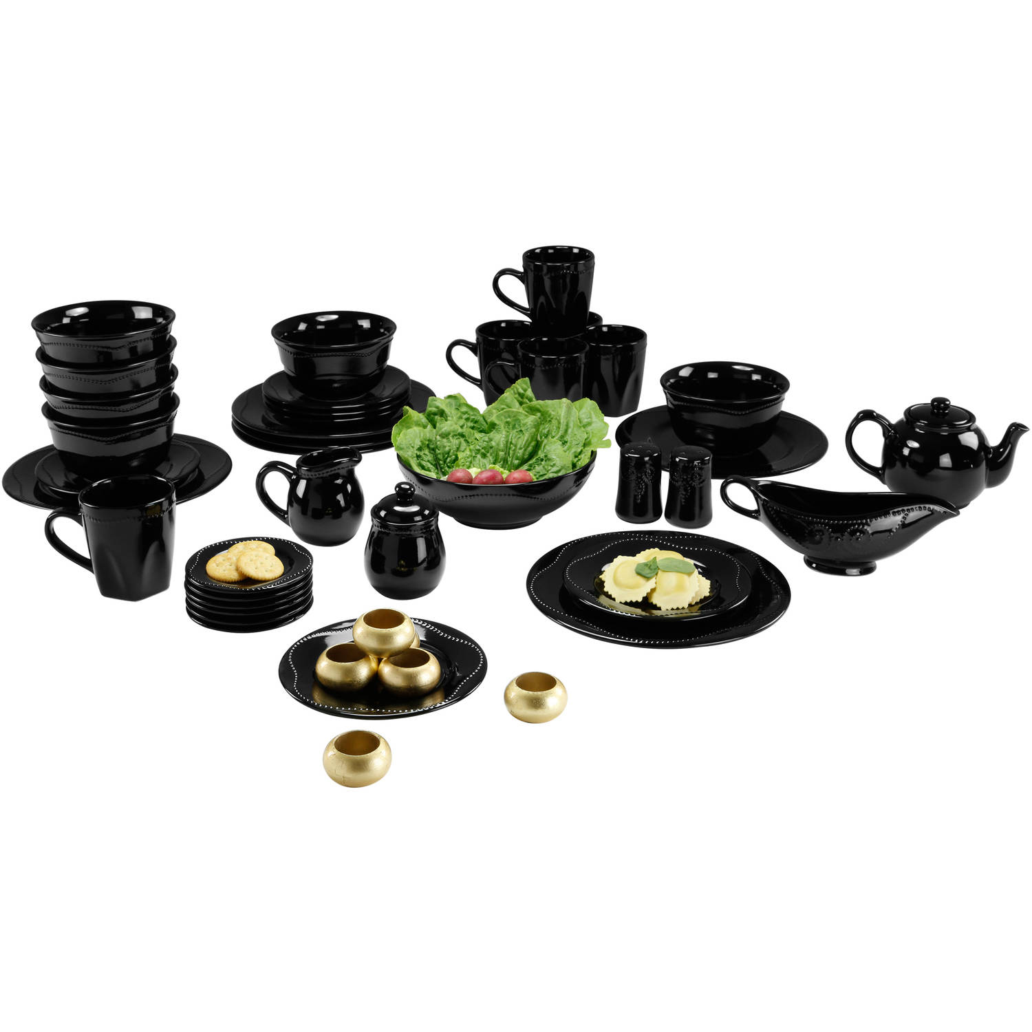 10 Strawberry Street Nova Beaded Round 45-Piece Dinnerware Set