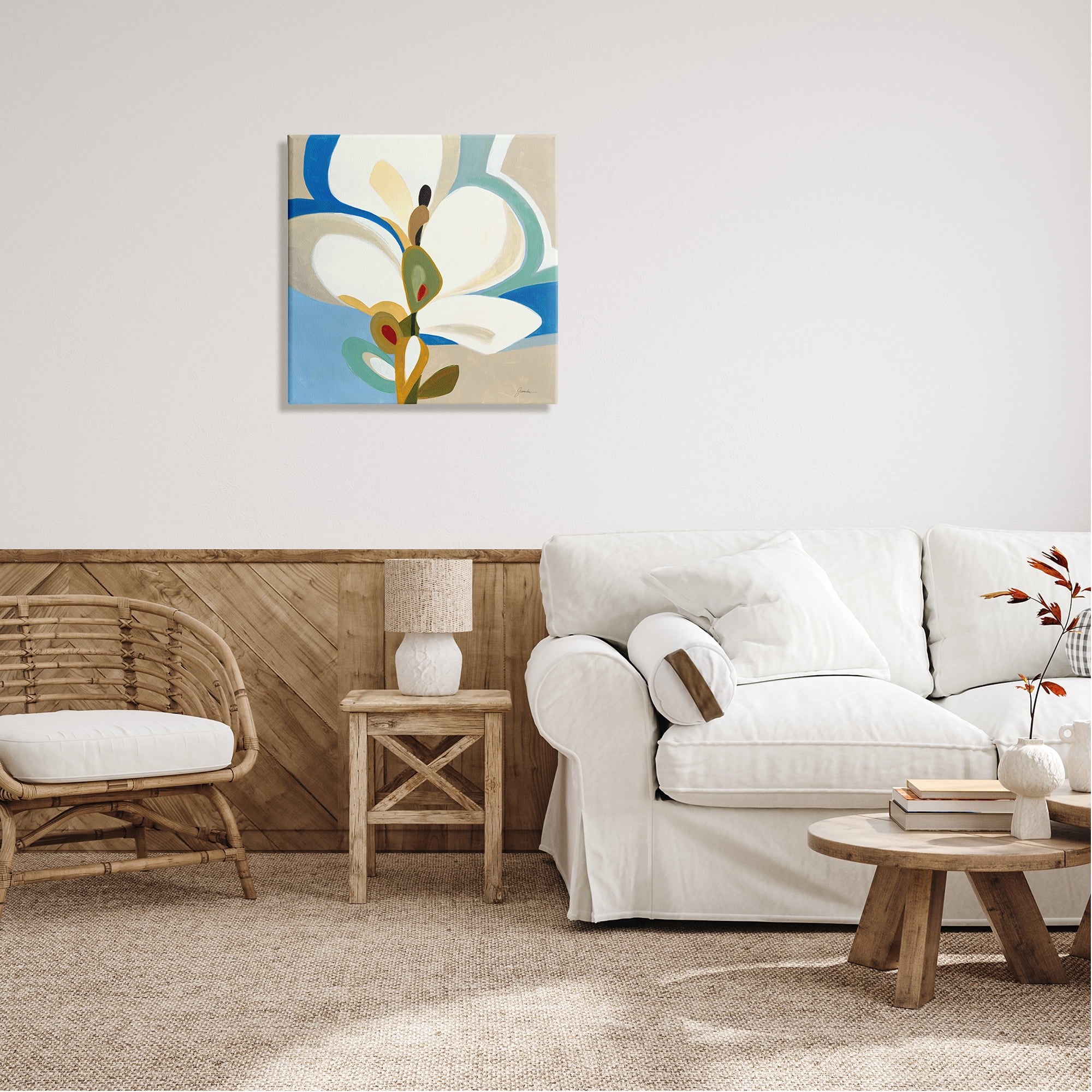 Stupell Industries White & Blue Orchid Abstract Painting Gallery Wrapped Canvas Print Wall Art, 24 x 24