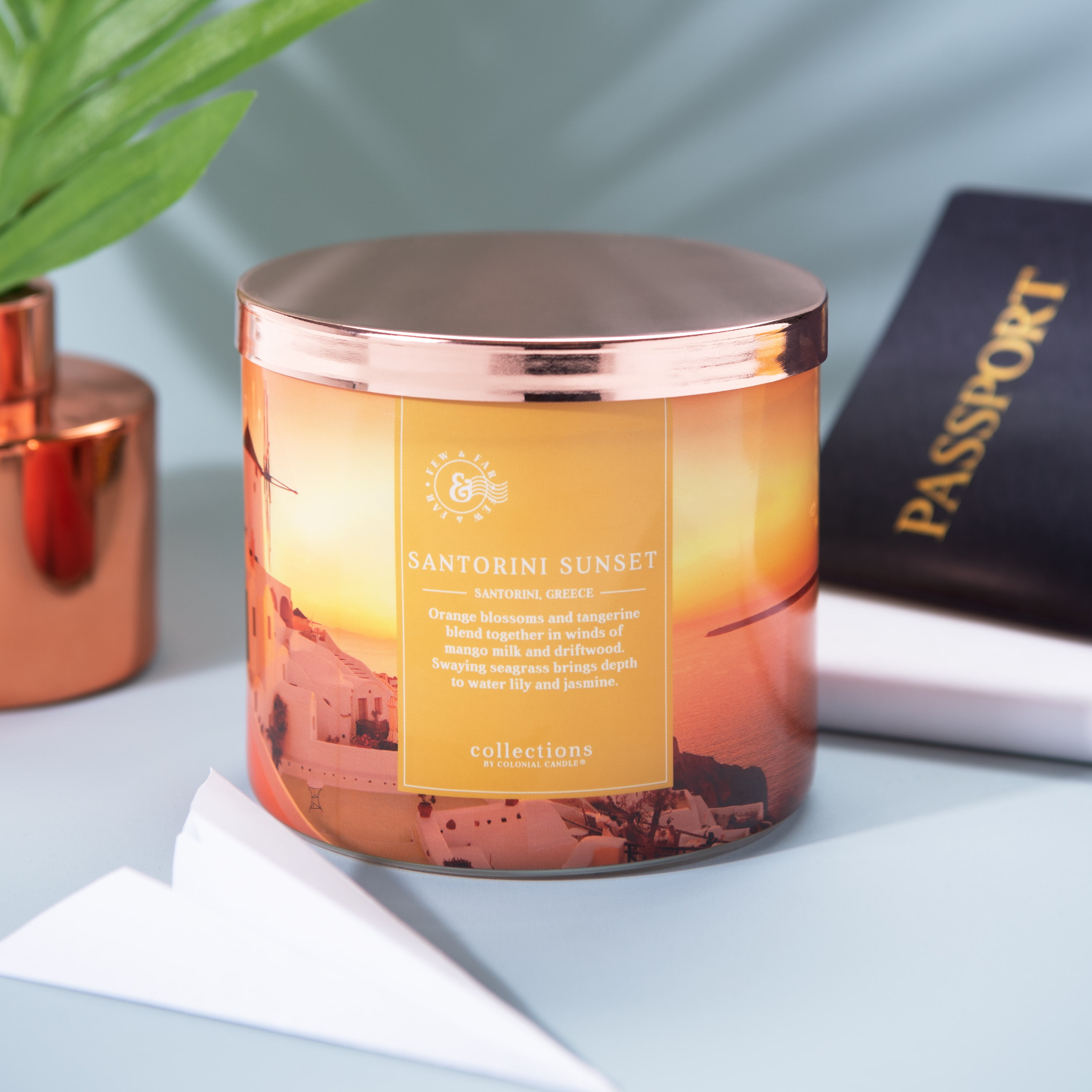 Colonial Candle Santorini Sunset 14.5Oz, 3 Wick Candle, Yellow