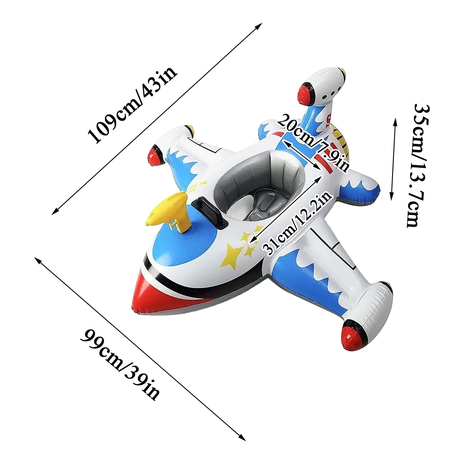 Baby Inflatable Pool Float Swimming Float Boat with Steering Wheel Horn for Kids Toddlers Age 1-4 Boys Girls Inflatable Ride-ons Summer Pool Swim Ring Beach Supplies Baby Float