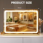 Hasipu 32x 20 LED Vanity Mirror Round Gold Lighted Makeup Mirror with Dimmable 3 Modes, Touch Screen Control