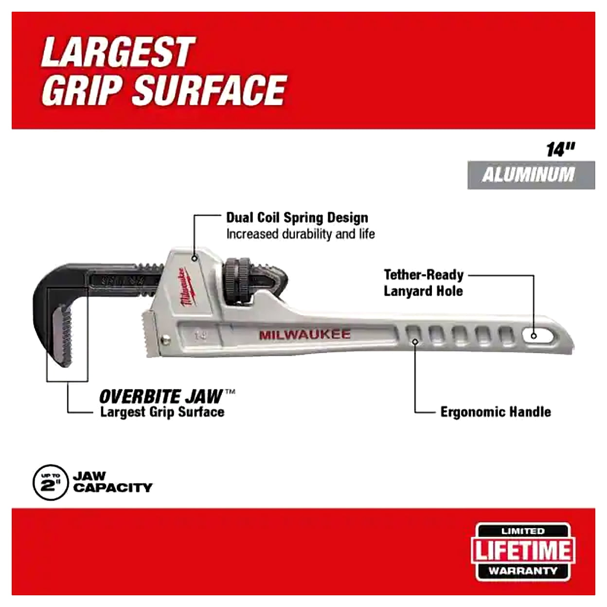 Milwaukee Tool 14&rdquo; Aluminum Pipe Wrench