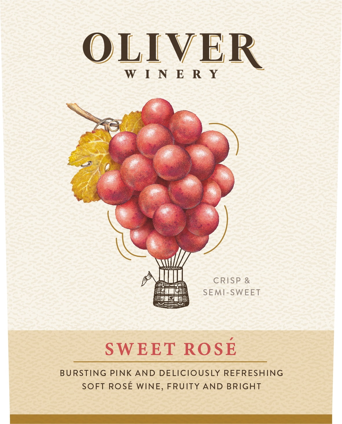 Oliver Sweet Rosé Wine, Indiana, 11% ABV, 750ml Glass Bottle
