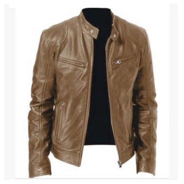 Ropa de hombre europea y americana, chaqueta de cuero para hombre, adolescente, cuello Vertical, Punk, chaqueta de cuero para motocicleta