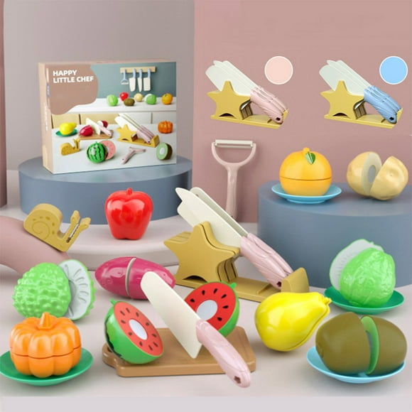 Dvkptbk Play House Kitchen Set with Play Food for Toddlers Boys Girls Fruit Cutting and Simulation Tableware Series for Children Pretend Play Sets Gifts for Children and Students Toys Education