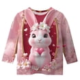 thumbnail image 5 of Girls Long Sleeve Top Easter Bunny Print Soft Girl Trendy Spring Easter Outfits Clothes for Kids Multicolor,Size 10-11T, 5 of 5