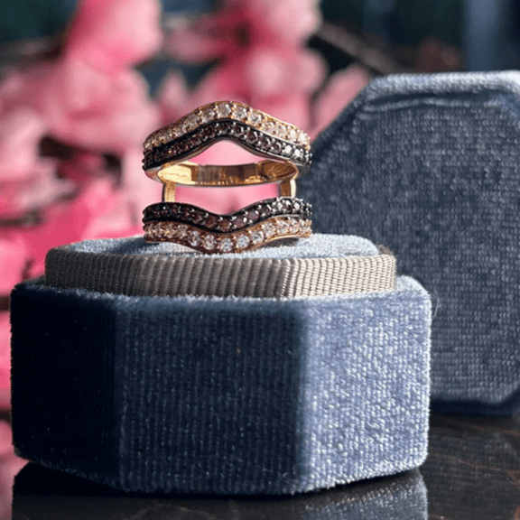 1.20Ct Brown and White Diamond Ring Enhancer Wrap- Engagement Ring Guard