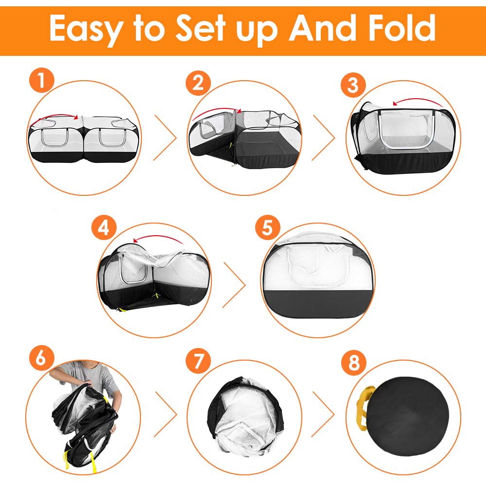 Small Animals Playpen, Chicken Pen with Escape-Proof Detachable Bottom & 4 Zipper Doors,, Escape-Proof Pet Enclosure Tent for Puppy Kitten Rabbits Indoor Outdoor playpen