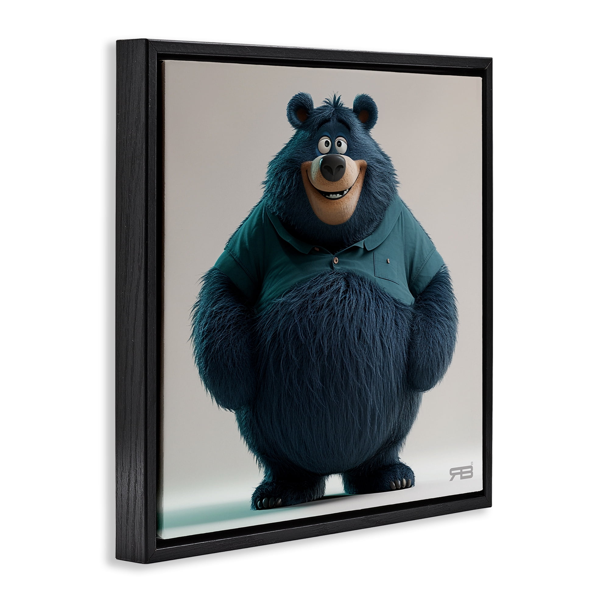 Stupell Industries Black Bear with Shirt Animals Painting Black Floater Framed Canvas Art Print Wall Art, 25 x 25