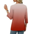 thumbnail image 6 of aidice Tops for Women Casual Notched V Neck 3/4 Sleeve Shirts Comfy Fitting Gradient Color Tee Shirts, 6 of 6