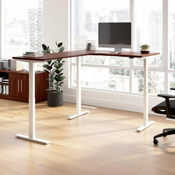 Move 60 Series 60W L Shaped Standing Desk in Hansen Cherry - Engineered Wood