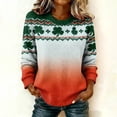thumbnail image 3 of St. Patrick’s Day Shamrock Hoodie for Women, Casual Long Sleeve Waffle Knit Pullover, Green Clover Sweatshirt with Drawstring Hood and Front Pocket, 3 of 5