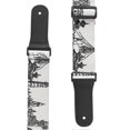 thumbnail image 4 of Leather Shoulder Strap Black White Printed Adjustable Length Durable for Bass / Folk Guitar, 4 of 4