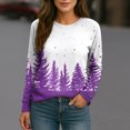 thumbnail image 6 of Women's Christmas Printed Round Neck Sweatshirt, Long Sleeve Casual Pullover Top, Raglan Sleeve Holiday Graphic Fall Winter Clothes,Purple,M, 6 of 7