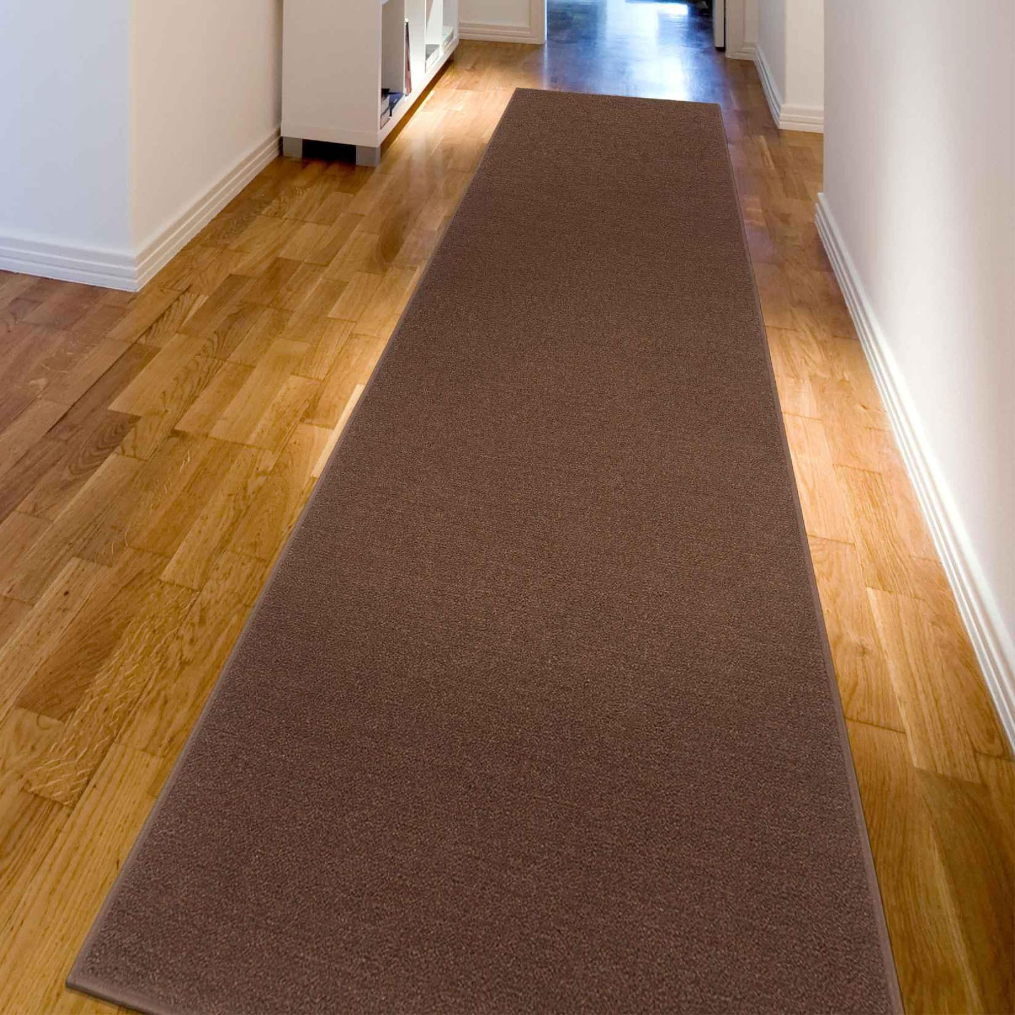 Ottomanson Solid Hallway Runner Rug 2'7" x 9'10" - Non Slip Low Pile Carpet, Brown