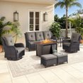 thumbnail image 3 of Jentlehouse 7-Piece Patio Furniture Set with 43'' Fire Pit Table,All-Weather Wicker Outdoor Sofa Set Patio Conversation Set for Balcony Deck Porch, 3 of 11