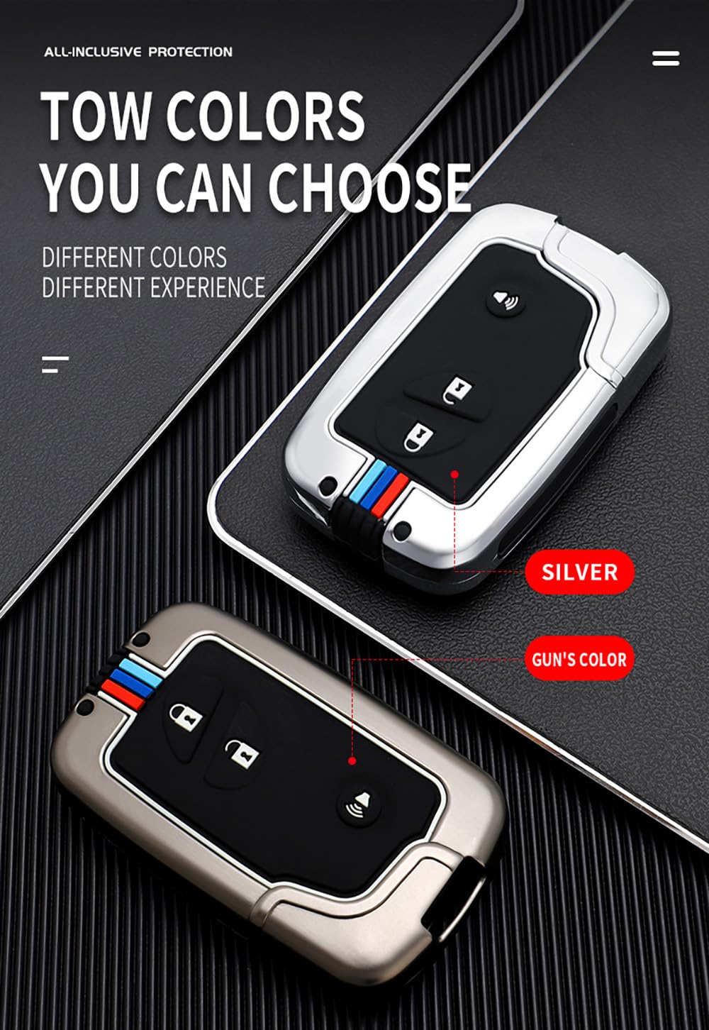 Key Cover with Keychain Fit for Lexus Key Fob Durable Key Fob Holder Metal Key Shell Silicone Smart Remote Key Case for ES350 GS300 GS350 GS430 GS450h ISC IS250 IS350 LS460 LS600h