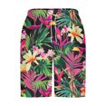 thumbnail image 4 of Men's Beach Shorts Hawaiian Print Elastic Waist Drawstring Side Pockets Lightweight Quick Dry Summer Vacation Casual Board Shorts Green L, 4 of 5