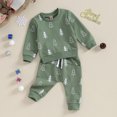 thumbnail image 4 of Gubotare Baby Boy Christmas Outfit Toddler Sweatshirt Tops Pants Long Sleeve Tee Shirt and Jogger Sweatpant Kids Clothes 12 18 Months (Green,12-18 Months), 4 of 7