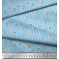 thumbnail image 3 of Soimoi Blue Poly Georgette Fabric Stripes & Animals Kids Print Fabric by the Yard 52 Inch Wide, 3 of 3