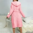 thumbnail image 4 of XIAONU Women's Waffle Plush Hooded Robe Loose Long Sleeve Wrap V Neck Loungewear Cozy Warm Relax Robes, 4 of 5