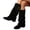 Black, variant on KEVCHE Women's Slip on Knee High Boots, Plus Size Belt Buckle Sleeve Casual Design with Breathable Lining and Cushion Sole, Comfortable Boots for Daily Wear