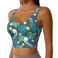 thumbnail image 5 of Sports Bra For Women, Cute Cartoon Parrot Flower White Sports Bras For Women High Support, Workout Tank Tops Woman With Removable Cups, 5 of 8