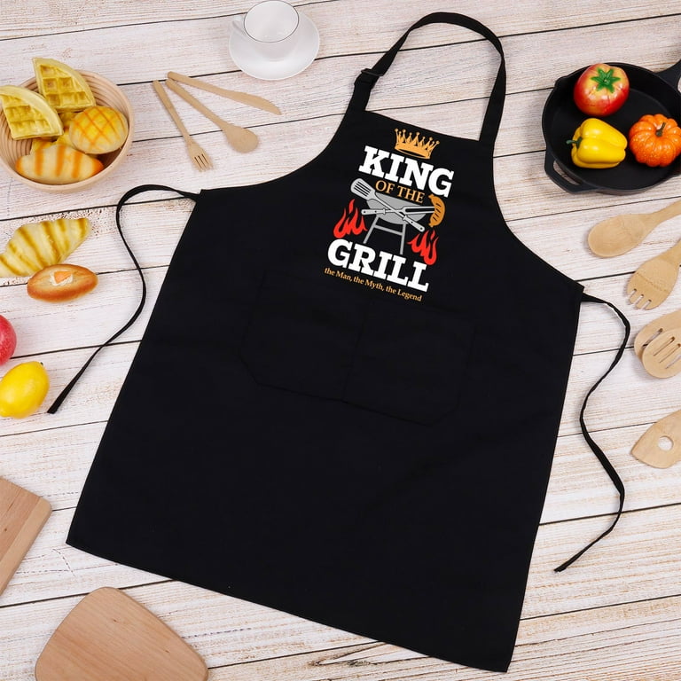 Qweryboo Funny Dad Grilling Aprons for Men, BBQ Grill King Chef Apron, Kitchen Cooking Apron for Gifts(Grill 1)