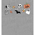thumbnail image 2 of Kids Halloween Cartoon Icons Adult Heather Gray Long Sleeve Hoodie-Medium, 2 of 2