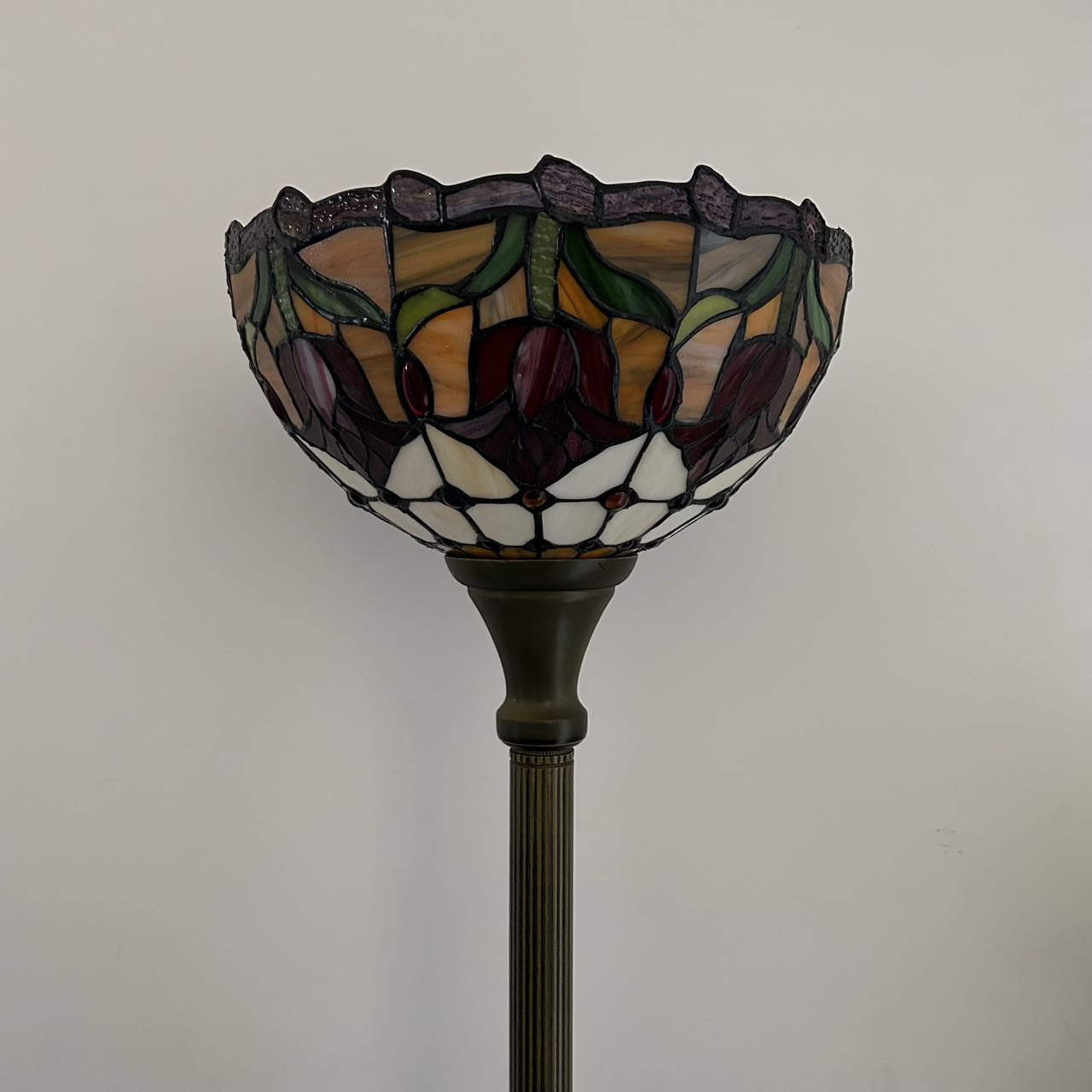 Tiffany Torch Floor Lamp Stained Glass Red Tulips LED Bulb Included 12"W*12"D*66"H