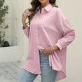 thumbnail image 3 of Besolor Womens Oversized Button down Shirts Collared 3/4 Length Sleeve Tops Casual Plus Size Summer Fall Blouses, 3 of 4