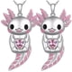 thumbnail image 1 of Collares de Axolote AxolotlNeck09 2Pzas Ajolote/Corazón Plata/Rosa Metal Cadena y Dije., 1 of 5